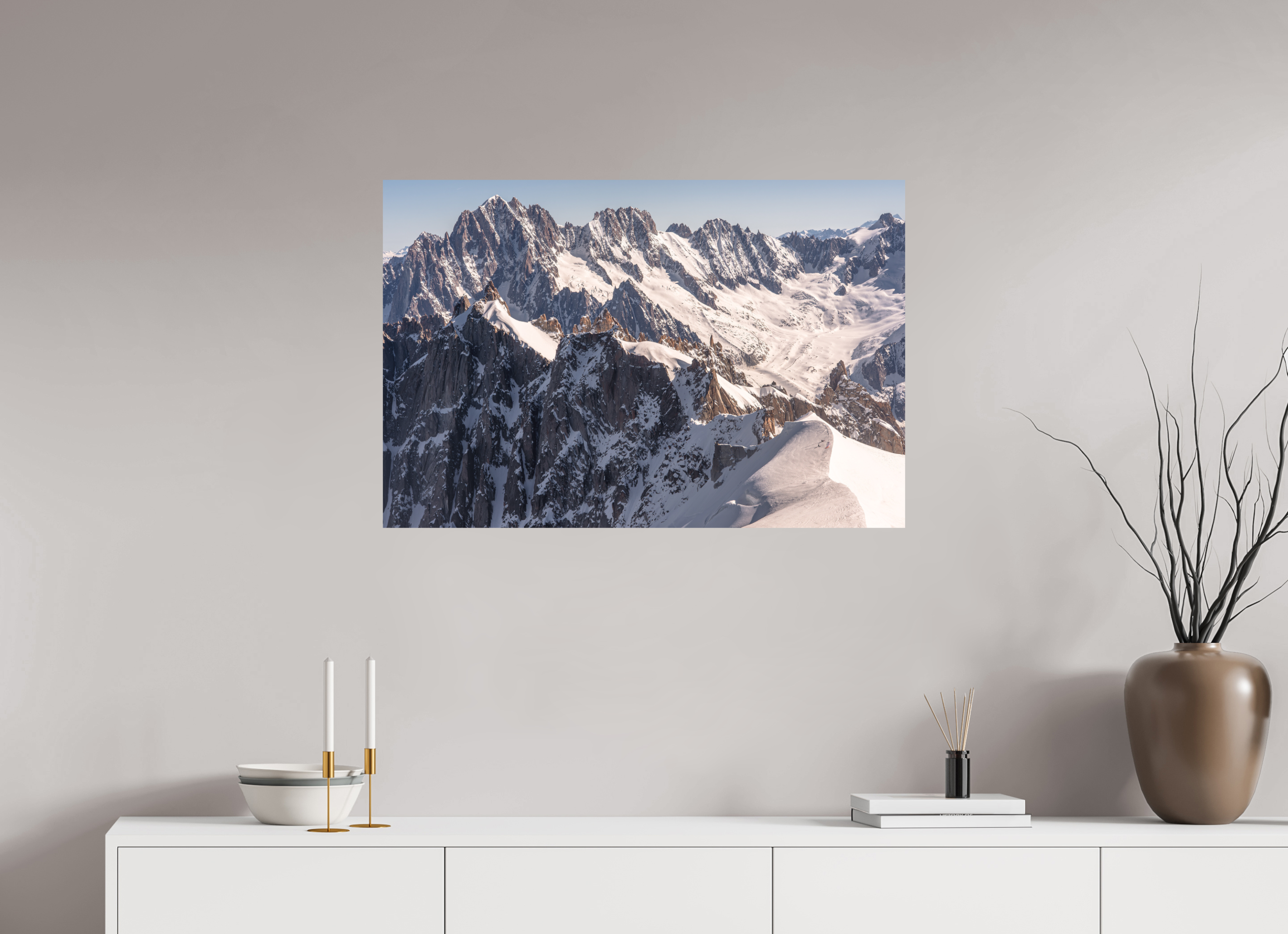 90 x 60 cm, Impression Fine Art - mat Aiguille Verte, les Droites et les Courtes