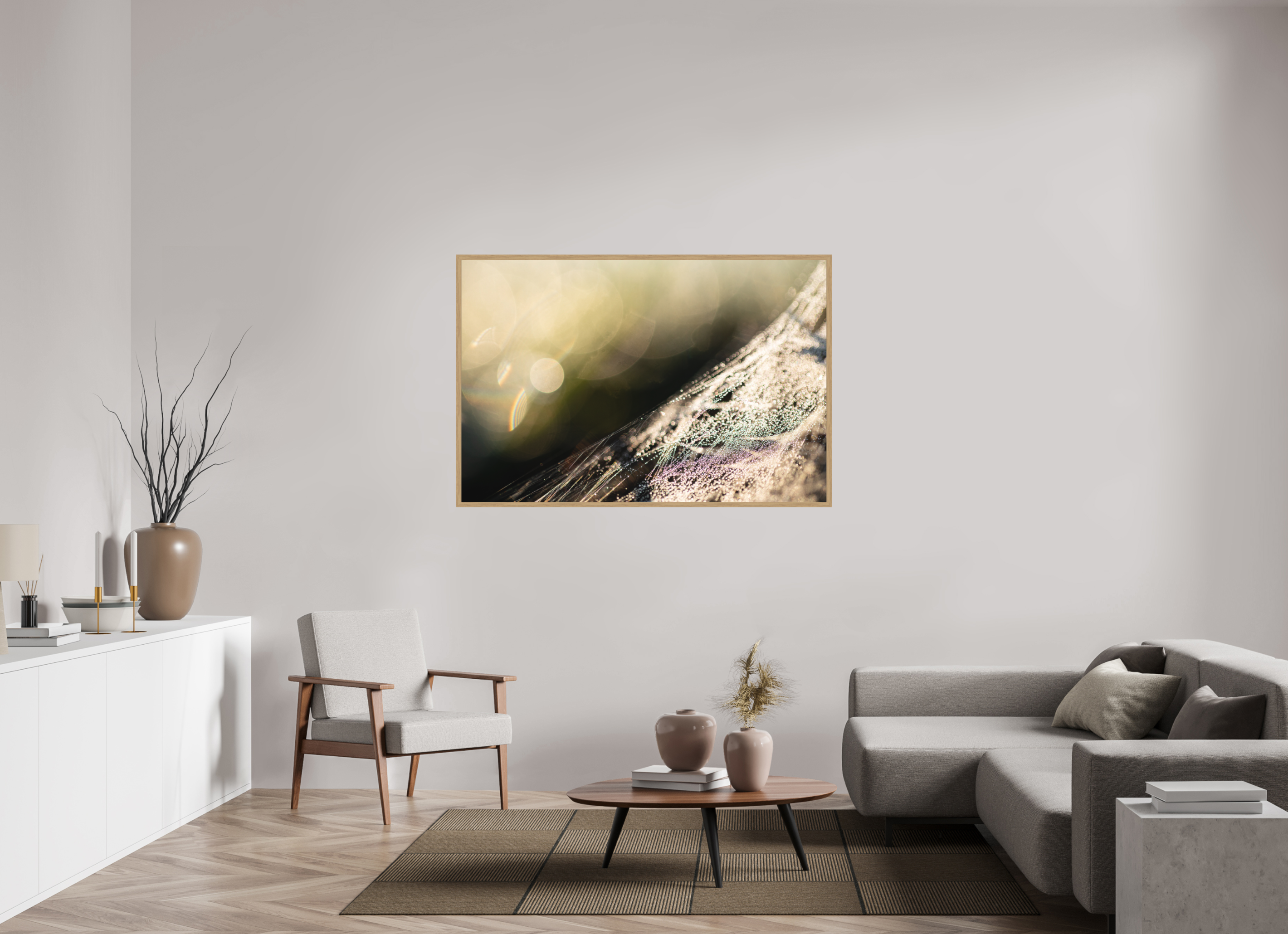 150 x 100 cm, Impression Fine Art encadrée en chêne naturel - mat toile d'araignée