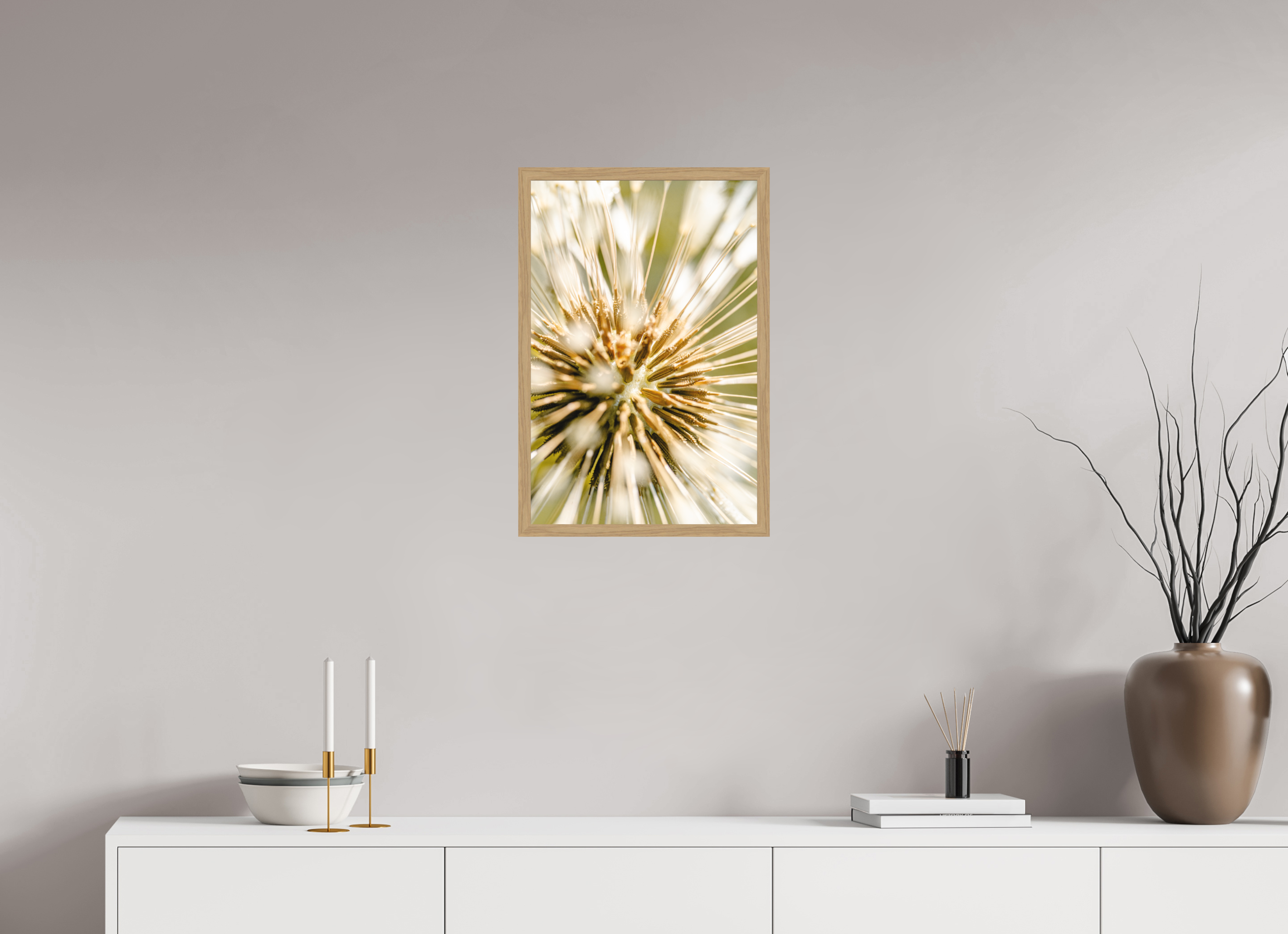 40 x 60 cm, Impression Fine Art encadrée en chêne naturel - mat pissenlit