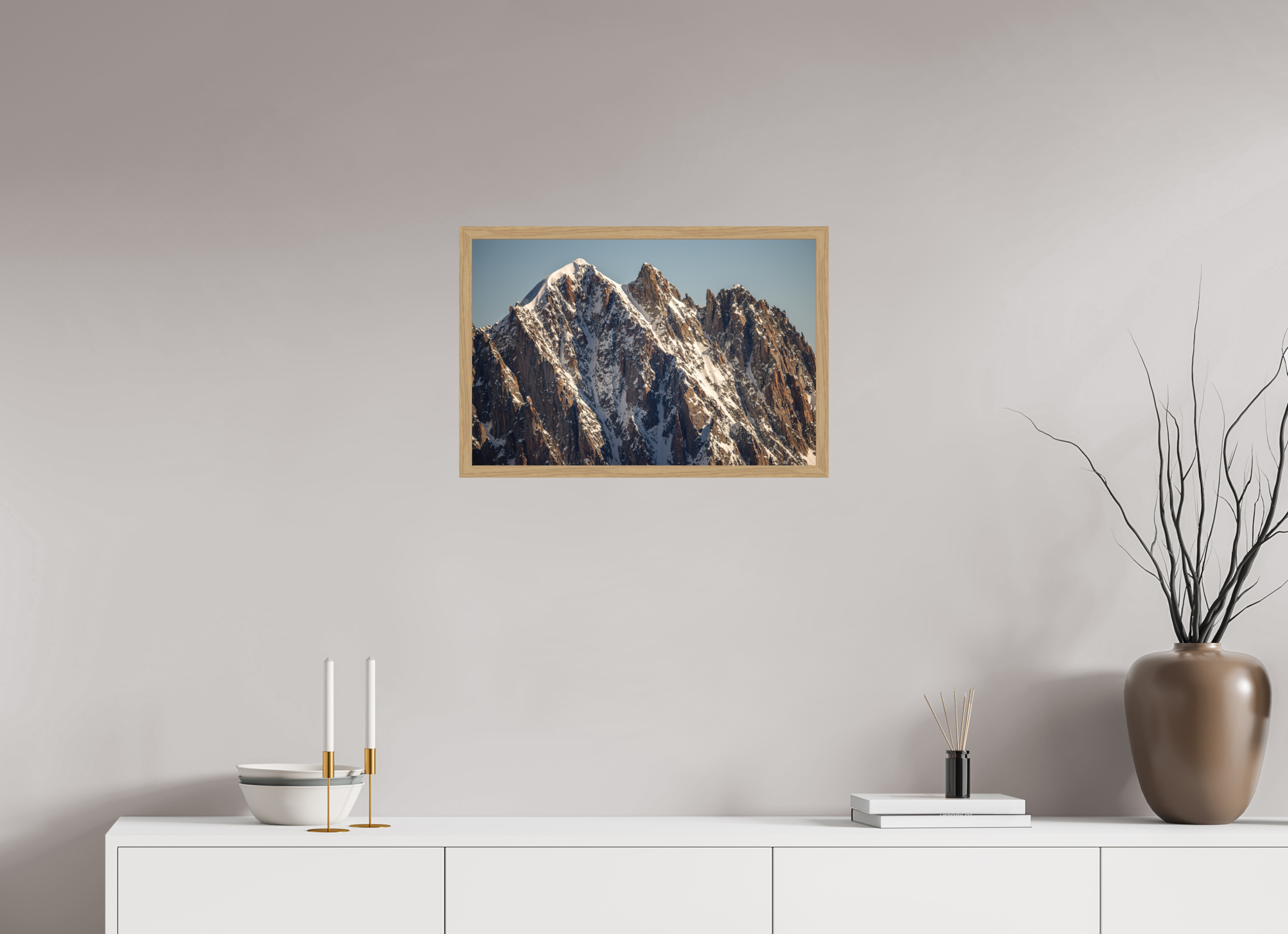 60 x 40 cm, Impression Fine Art encadrée en chêne naturel - mat L'aiguille Verte