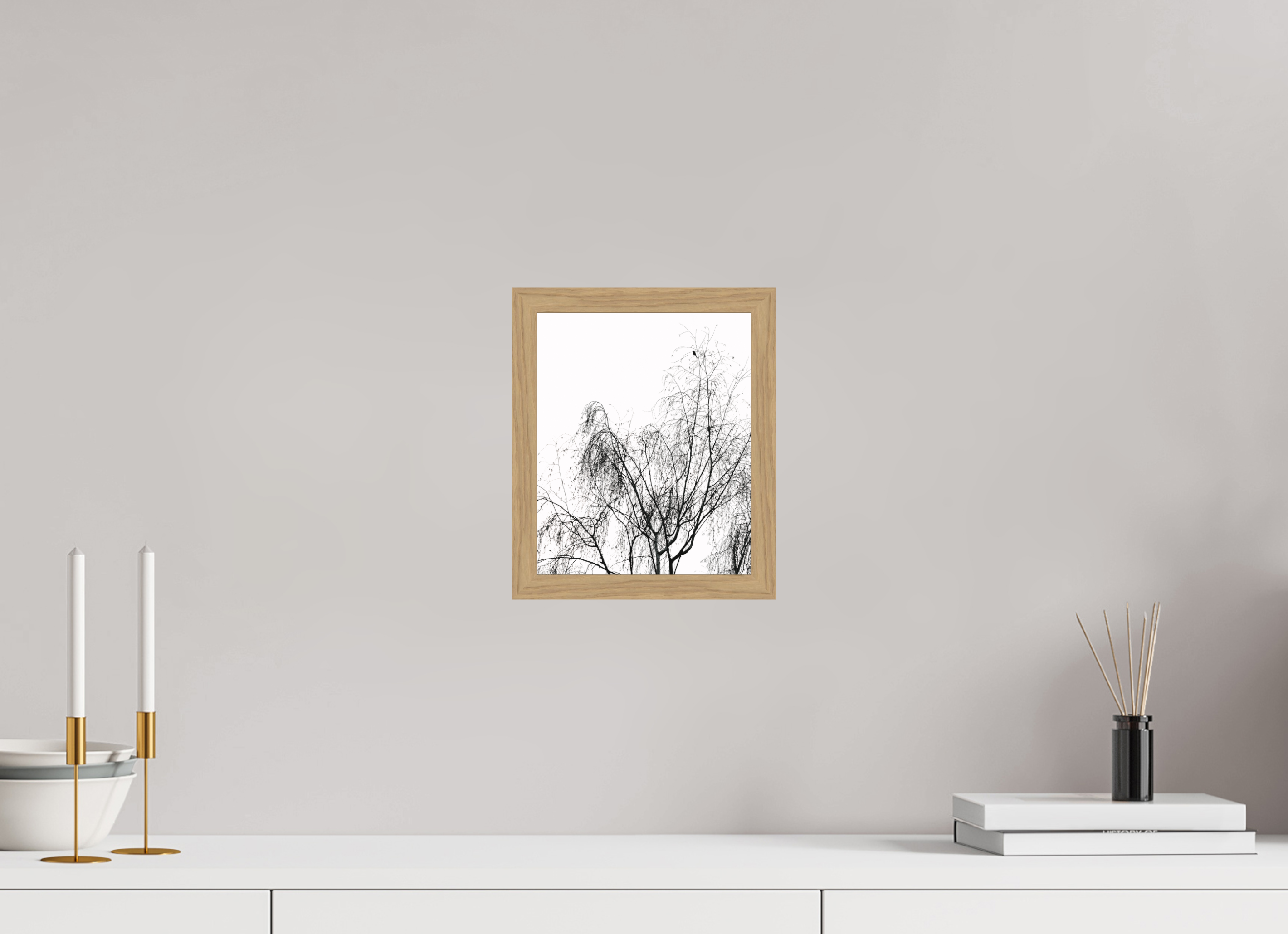 20 x 24,1 cm, Impression Fine Art encadrée en chêne naturel - mat Perché