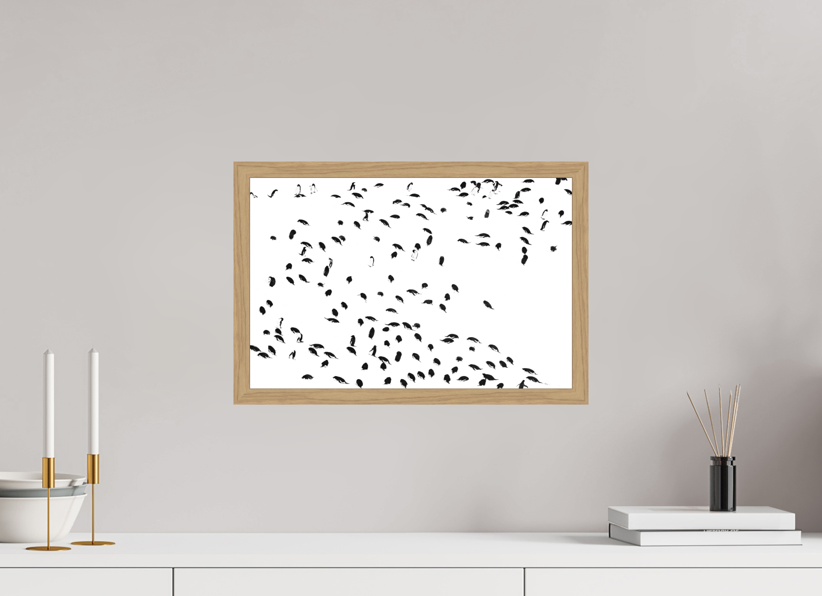 45 x 30 cm, Impression Fine Art encadrée en chêne naturel - mat La foule
