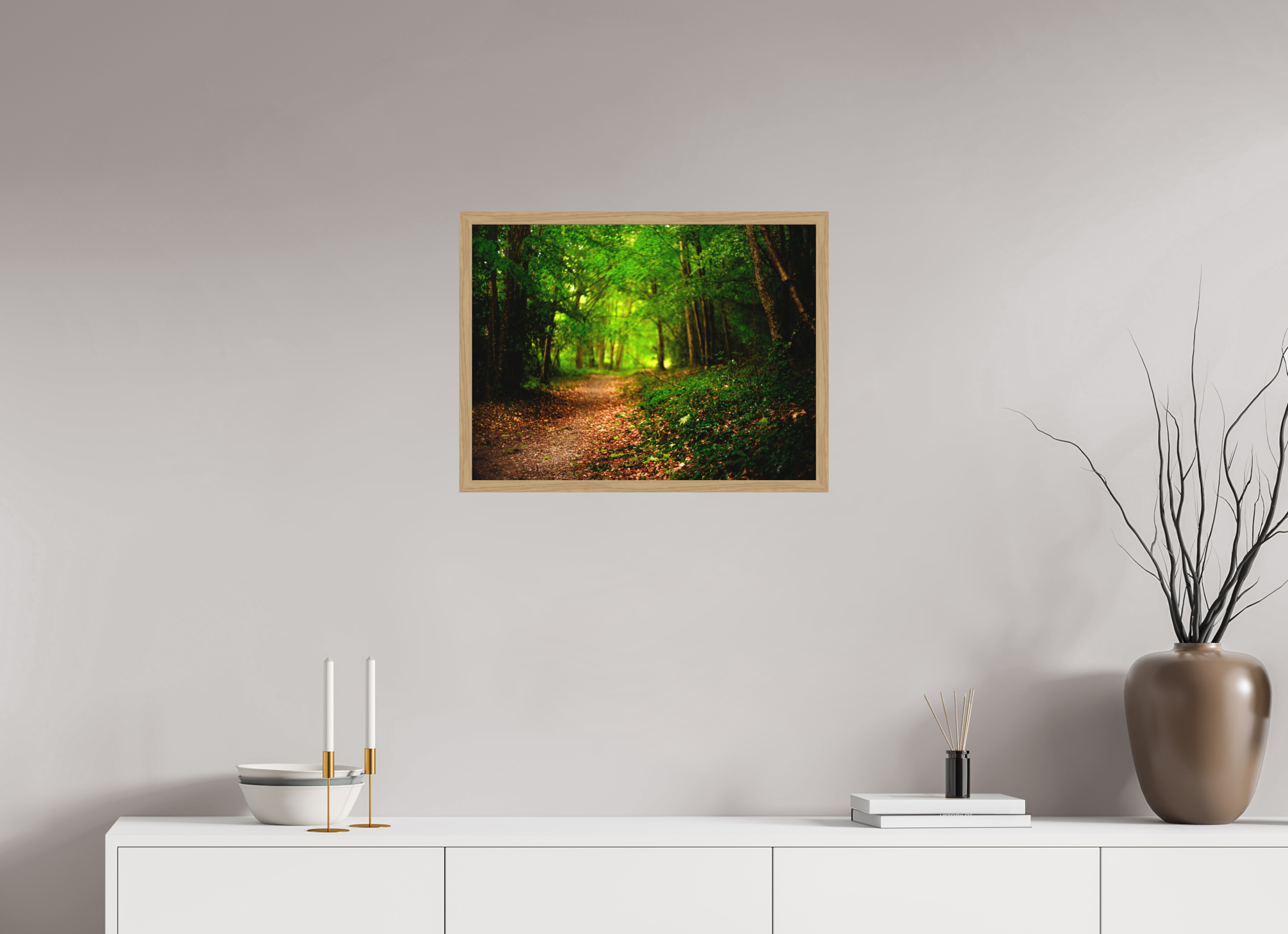 60 x 45 cm, Impression Fine Art encadrée en chêne naturel - mat foret