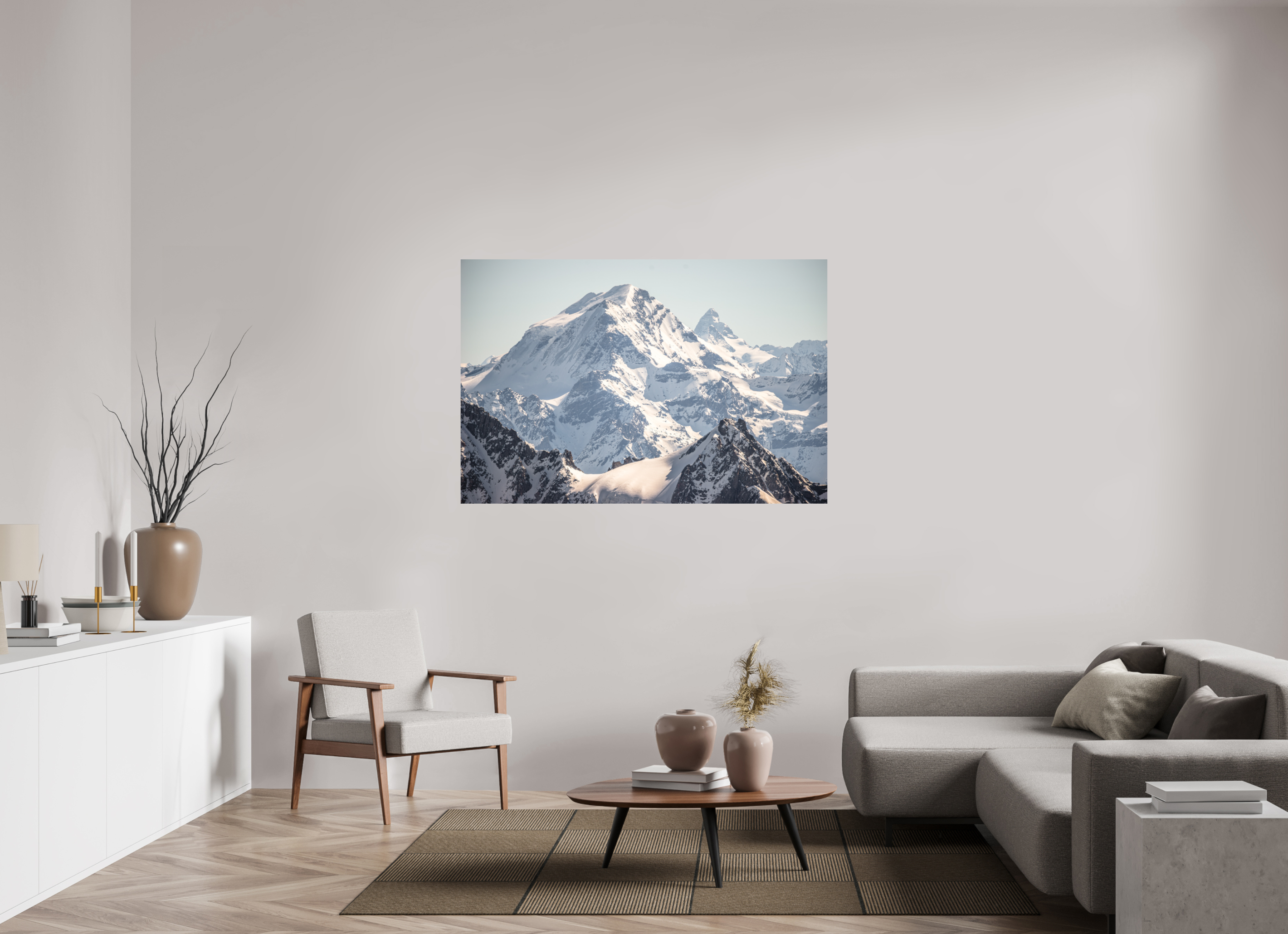 150 x 100 cm, Impression Fine Art - mat Grand Combin et Cervin