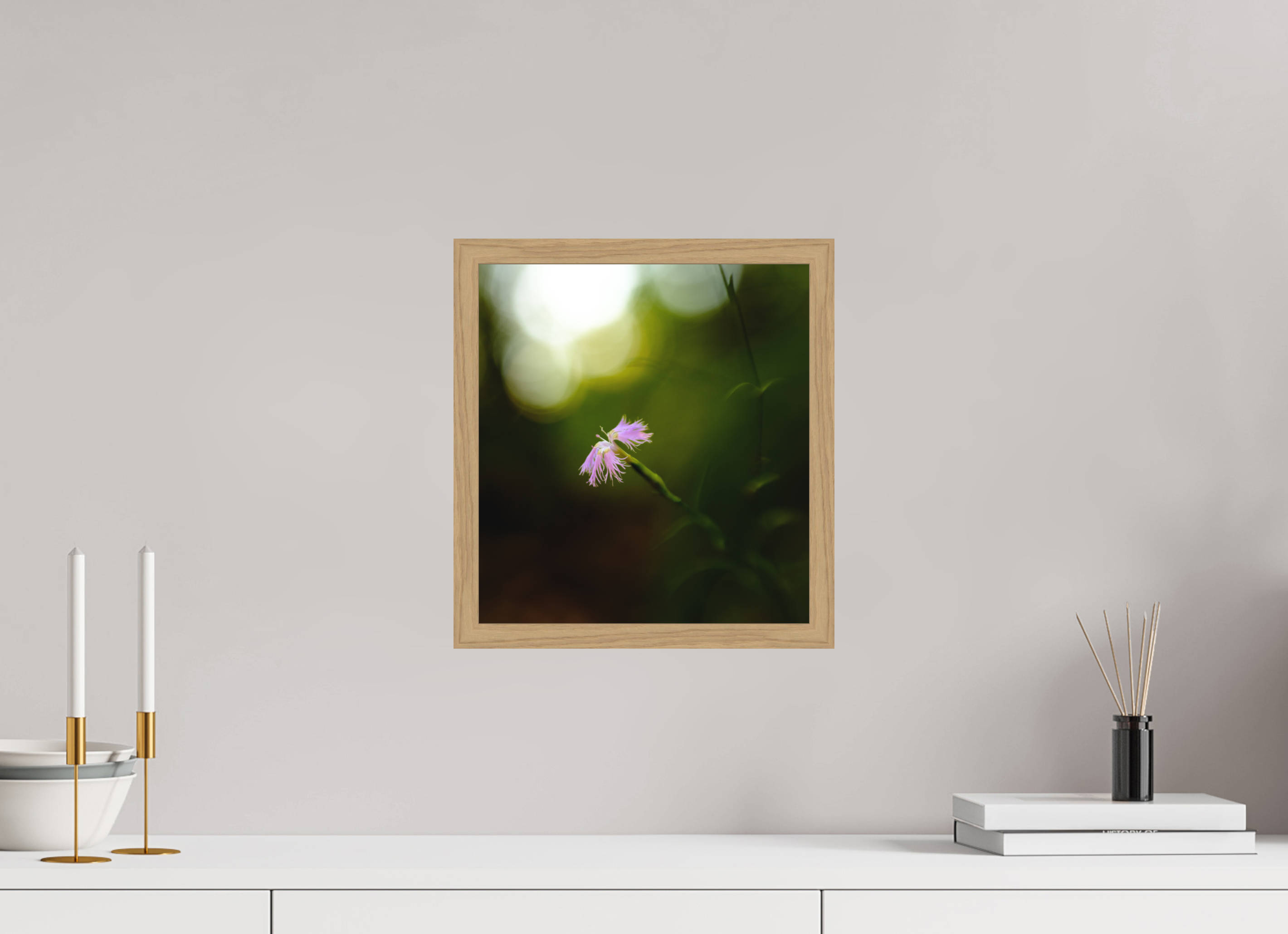 30 x 32,5 cm, Impression Fine Art encadrée en chêne naturel - mat fleur2