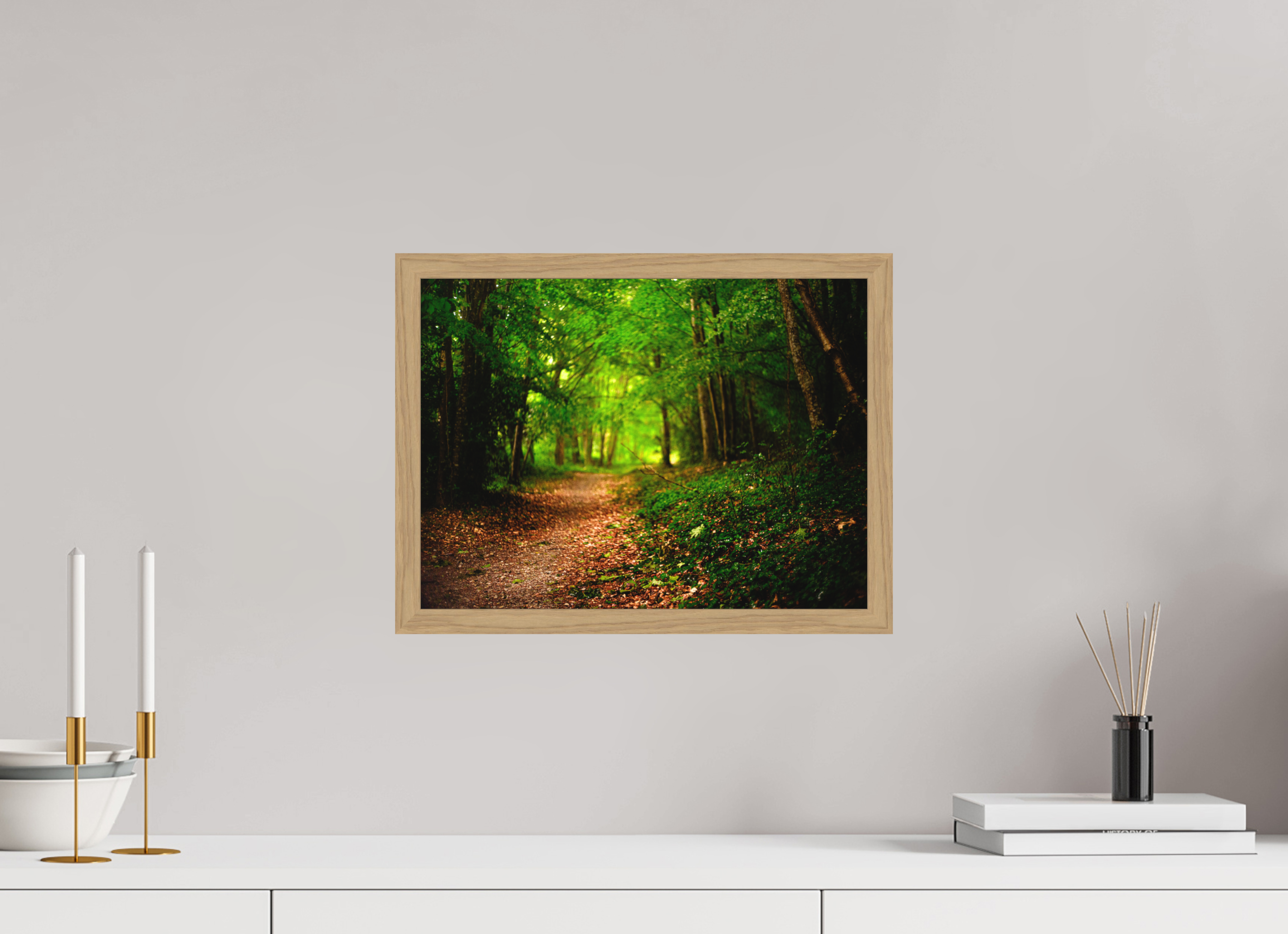 40 x 30 cm, Impression Fine Art encadrée en chêne naturel - mat foret