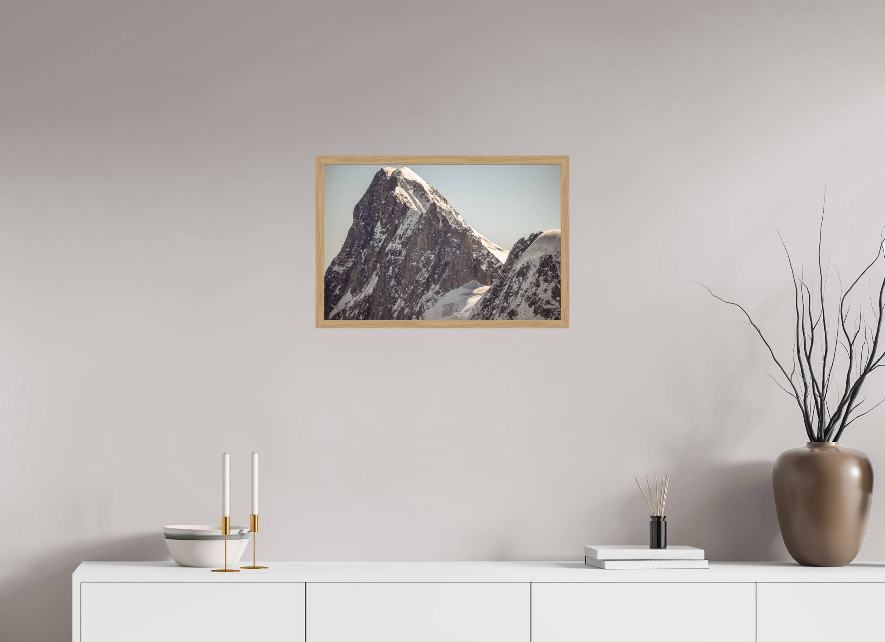 60 x 40 cm, Impression Fine Art encadrée en chêne naturel - mat Les Grandes Jurasses : Pointe Walker