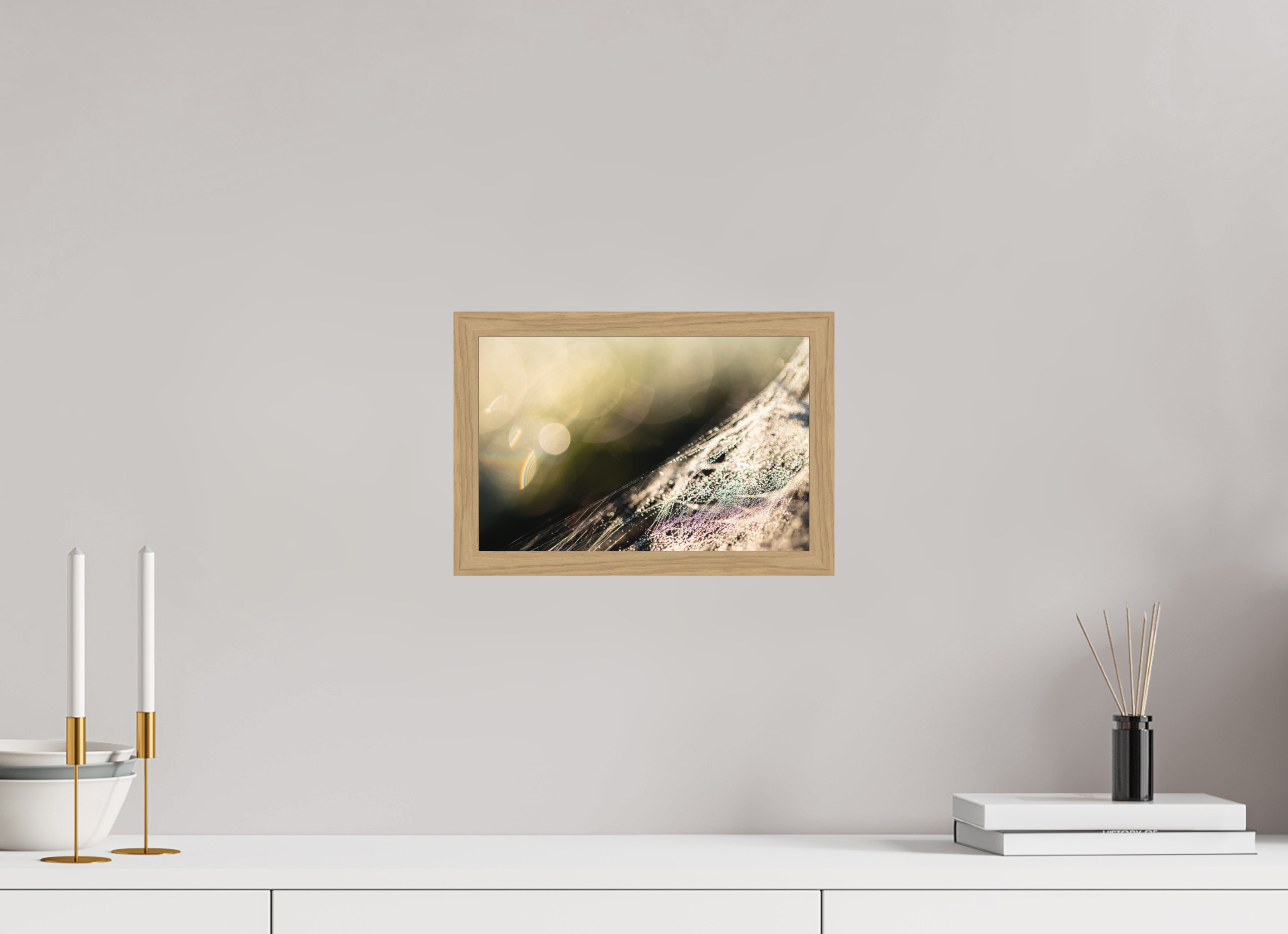 30 x 20 cm, Impression Fine Art encadrée en chêne naturel - mat toile d'araignée