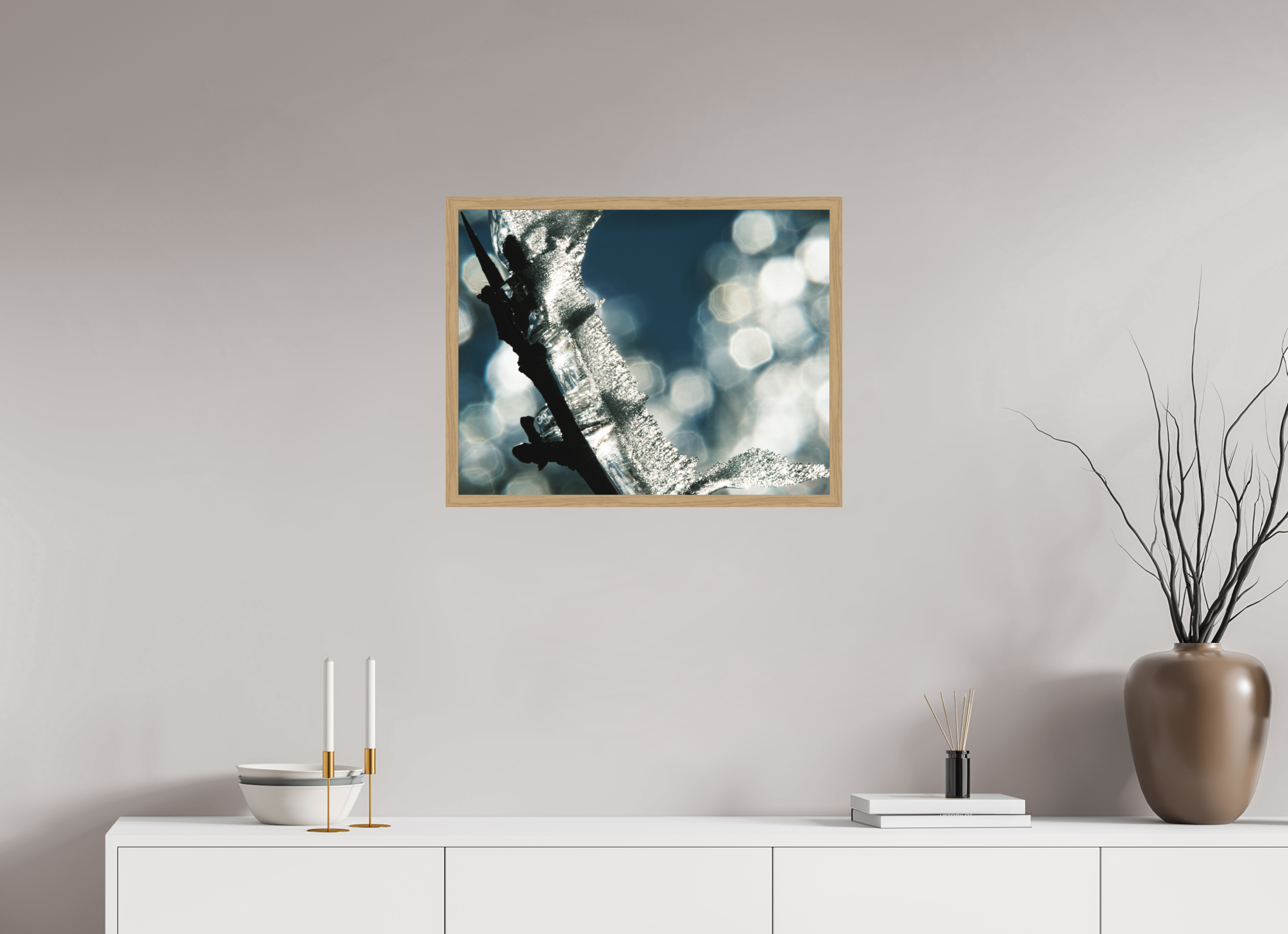 64,6 x 50 cm, Impression Fine Art encadrée en chêne naturel - mat Givré