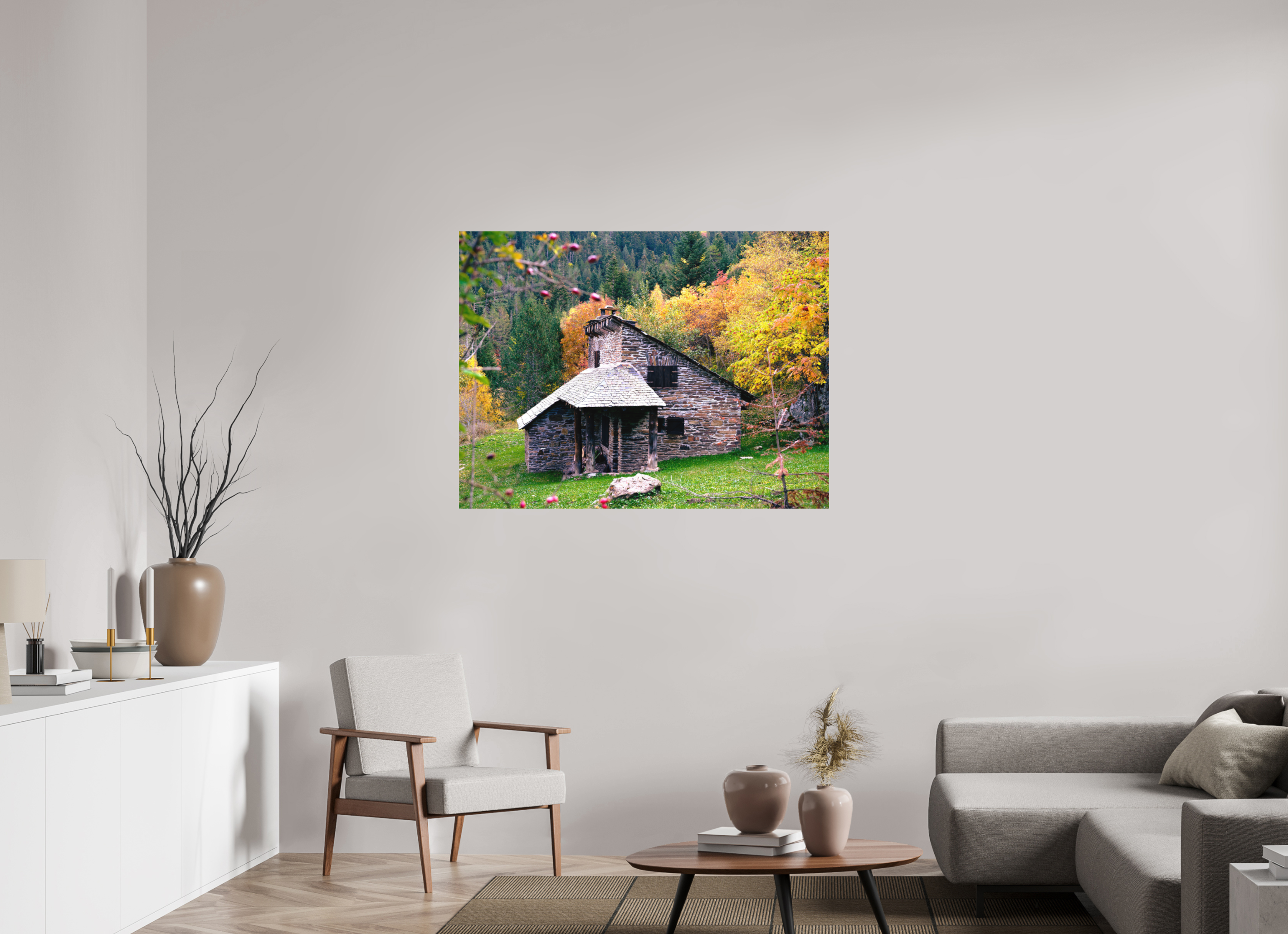 120 x 90 cm, Impression Fine Art - mat Une petite maison dans la prairie