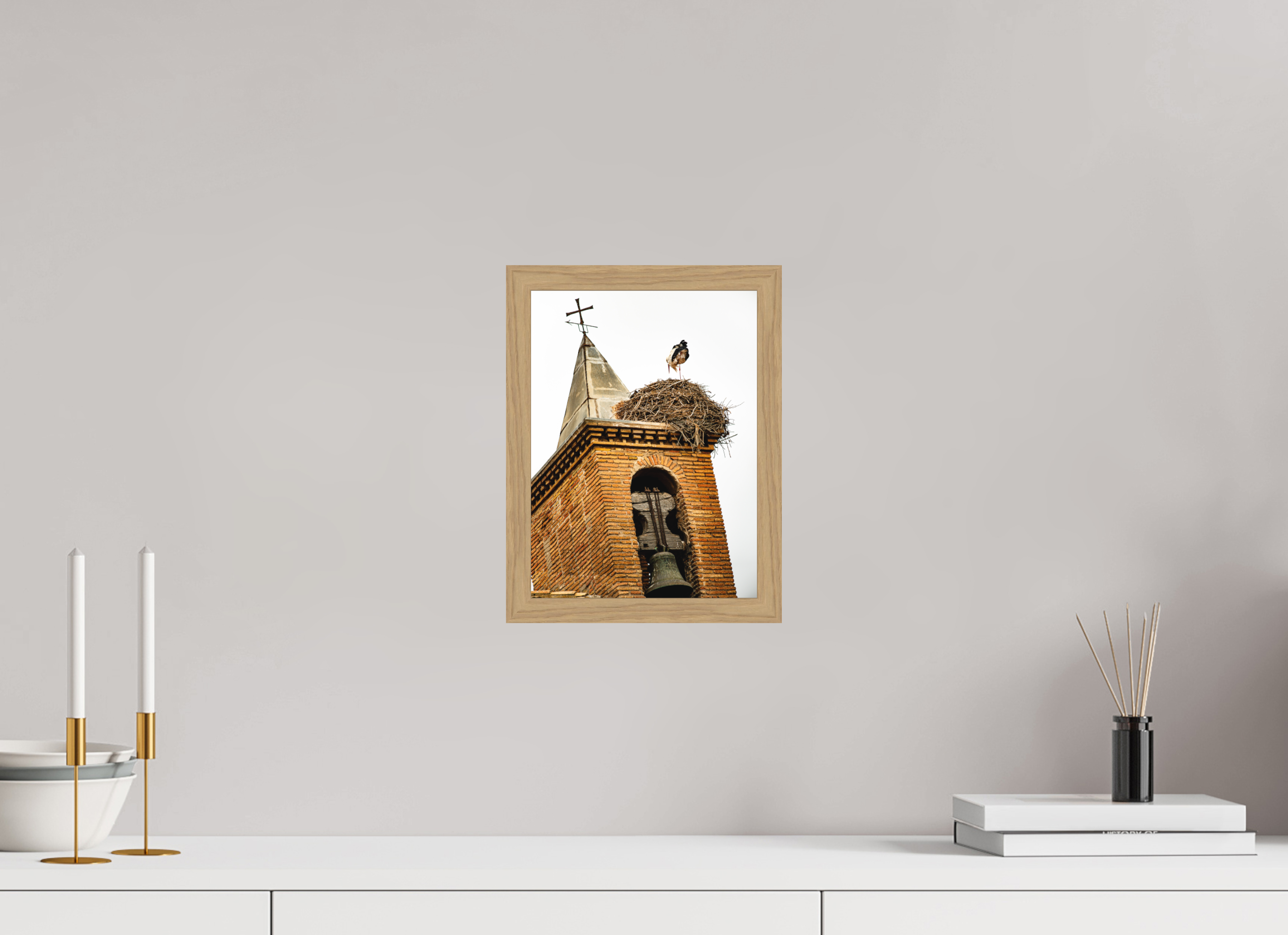 21 x 28 cm, Impression Fine Art encadrée en chêne naturel - mat Grue IV