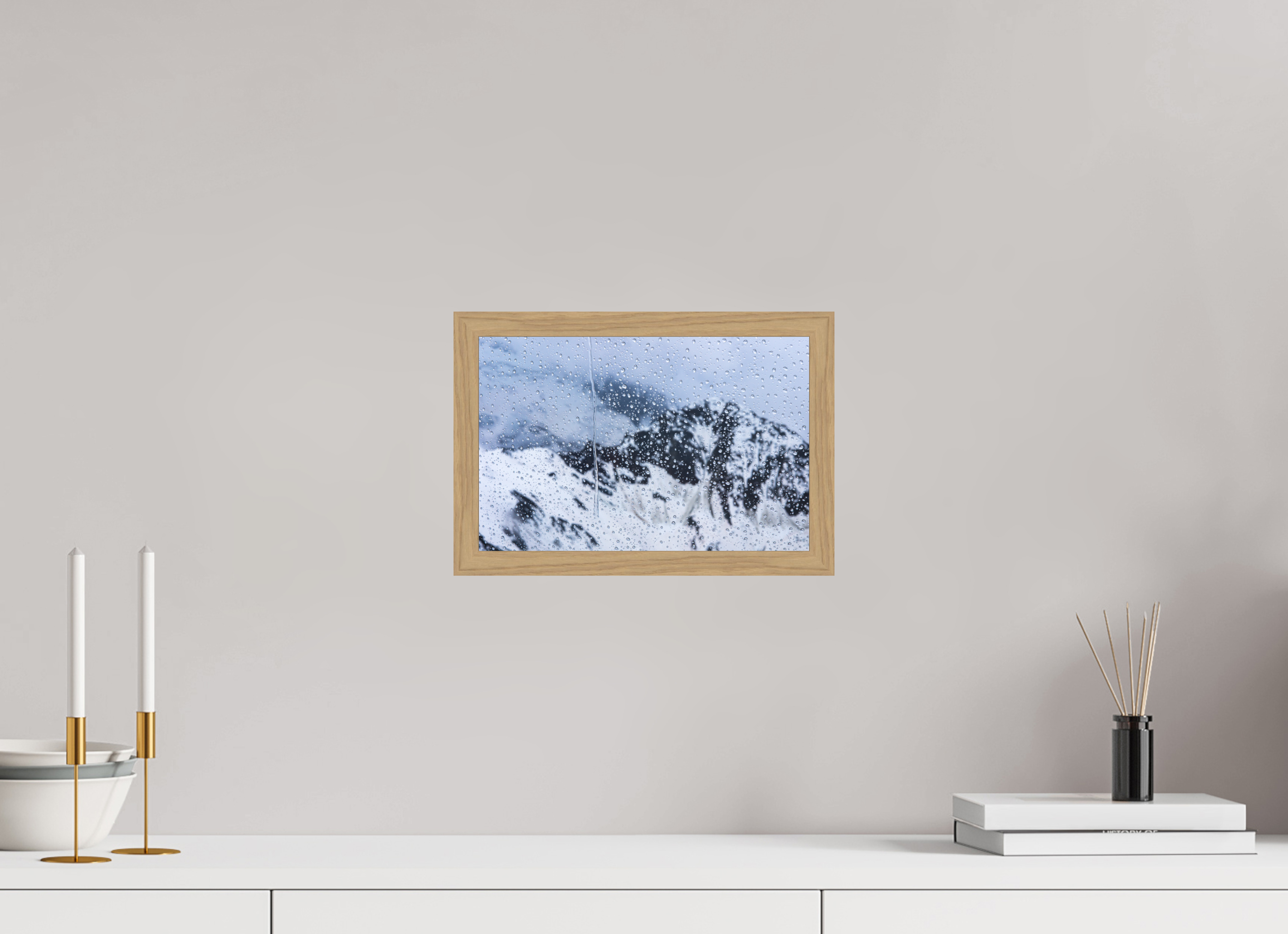 30 x 20 cm, Impression Fine Art encadrée en chêne naturel - mat Mauvaise météo