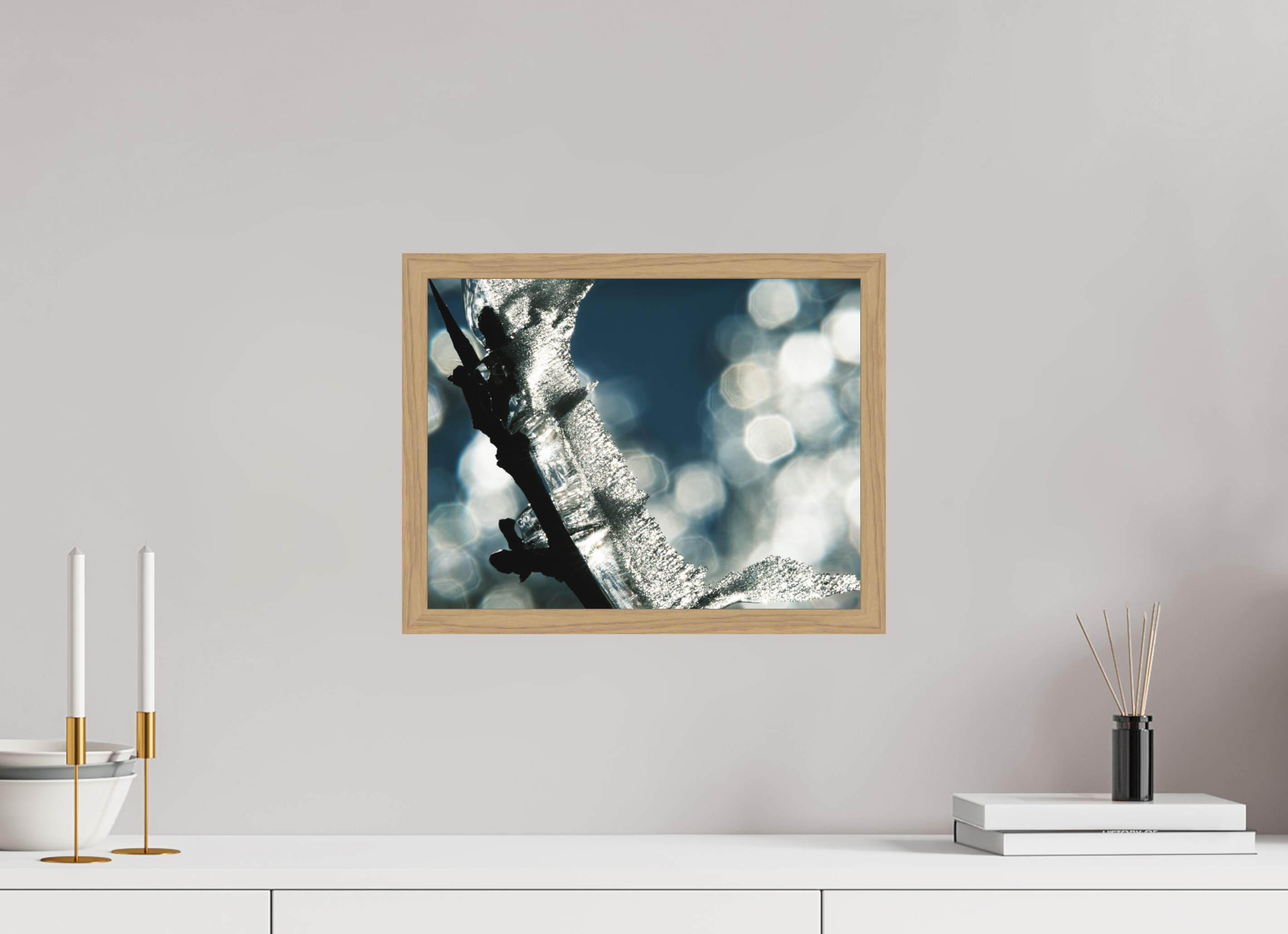 38,8 x 30 cm, Impression Fine Art encadrée en chêne naturel - mat Givré