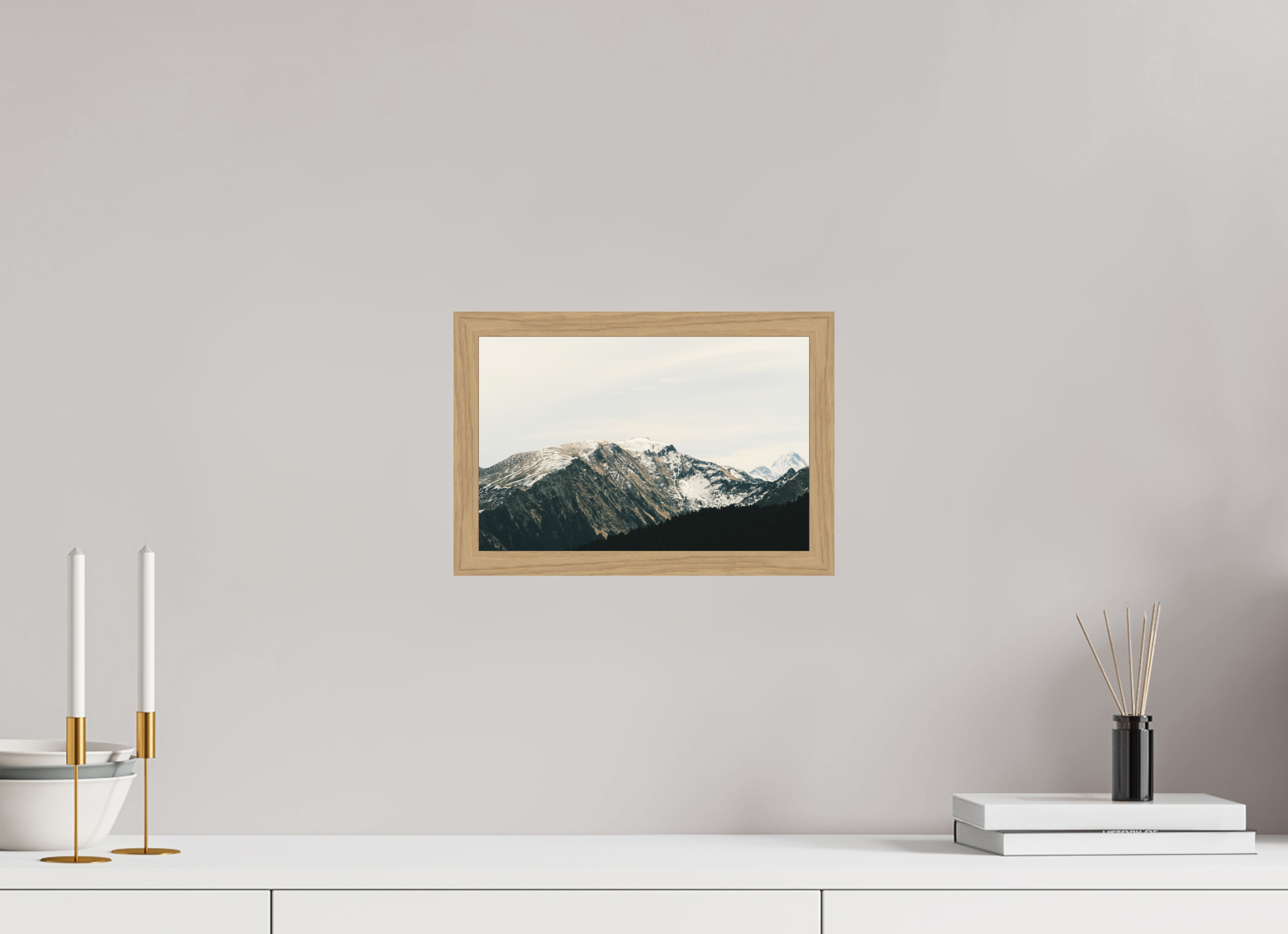 30 x 20 cm, Impression Fine Art encadrée en chêne naturel - mat Une douce journée d'hiver