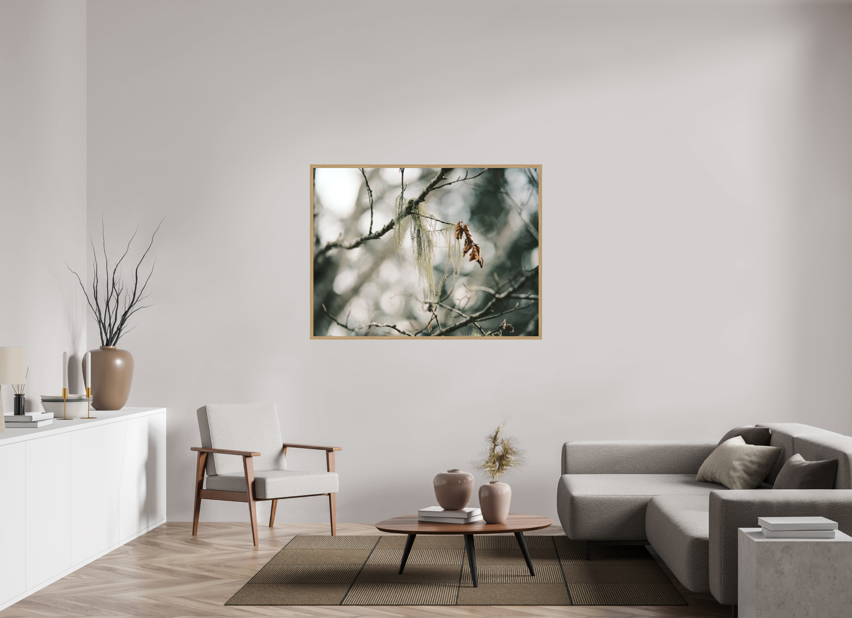 140 x 105 cm, Impression Fine Art encadrée en chêne naturel - mat En dormance