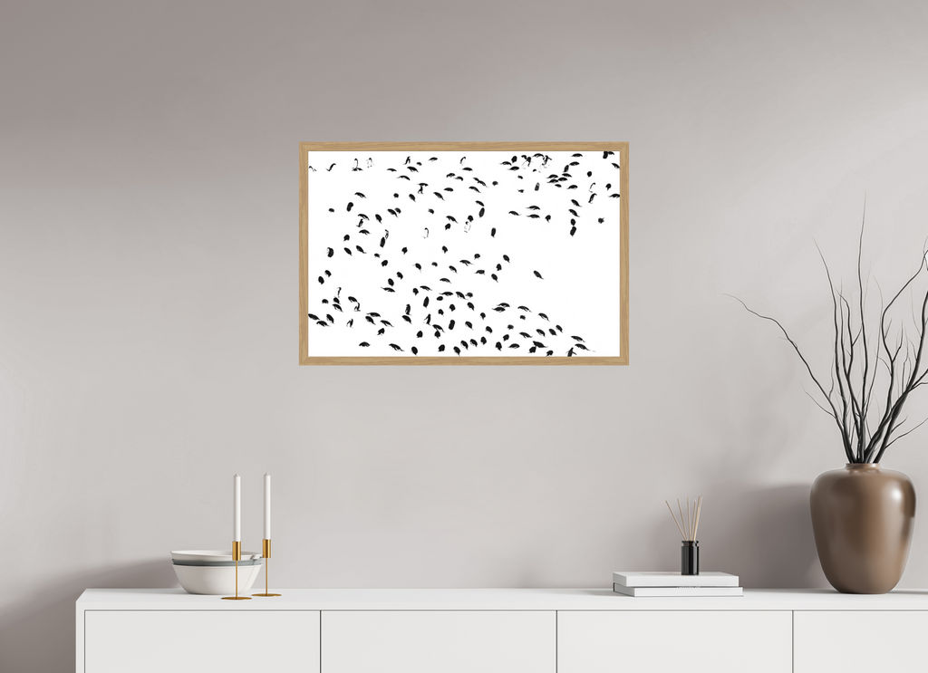 75 x 50 cm, Impression Fine Art encadrée en chêne naturel - mat La foule