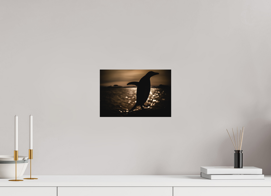 30 x 20 cm, Tirage photo - satiné Manchot Adélie et coucher de soleil