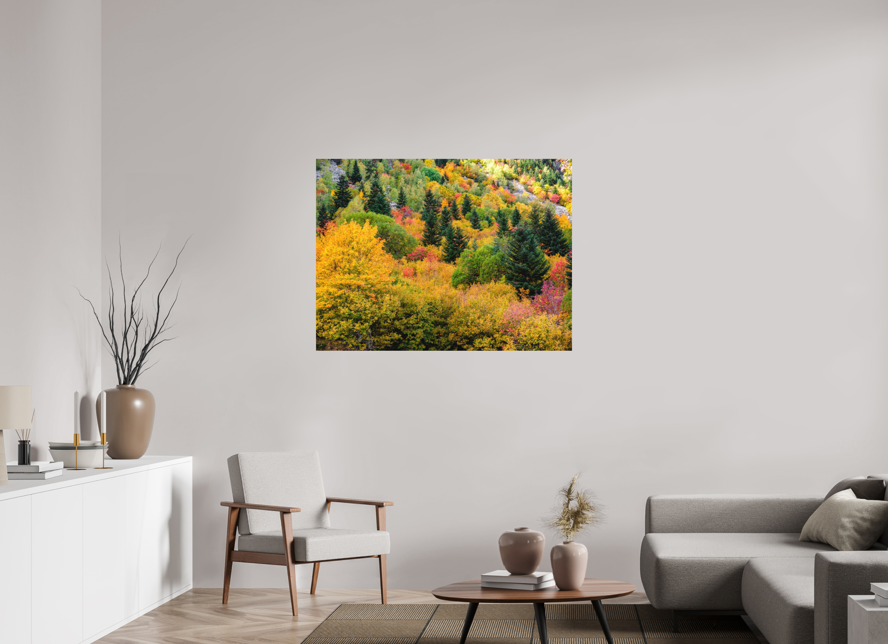 120 x 90 cm, Impression Fine Art sur support rigide - mat Forêt de couleurs
