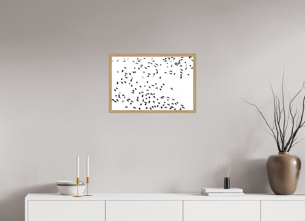 60 x 40 cm, Impression Fine Art encadrée en chêne naturel - mat La foule