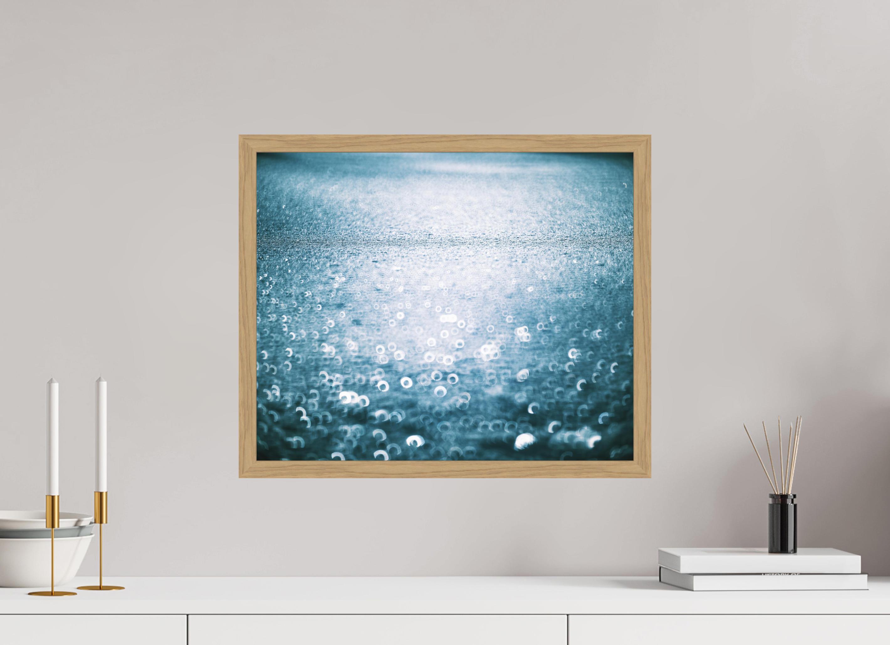 48,5 x 40 cm, Impression Fine Art encadrée en chêne naturel - mat Réflexions hivernales