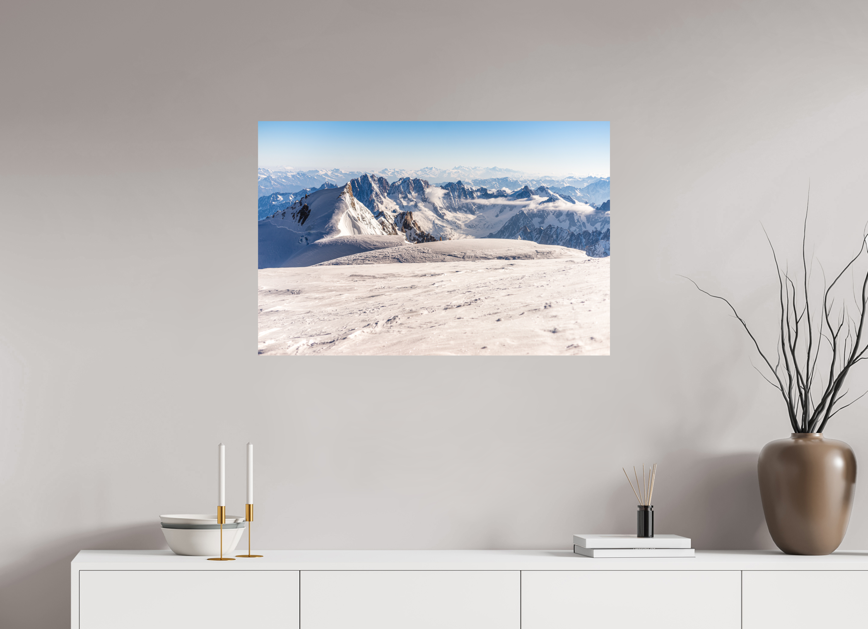90 x 60 cm, Tirage photo - satiné La vue depuis le sommet du Mont Blanc